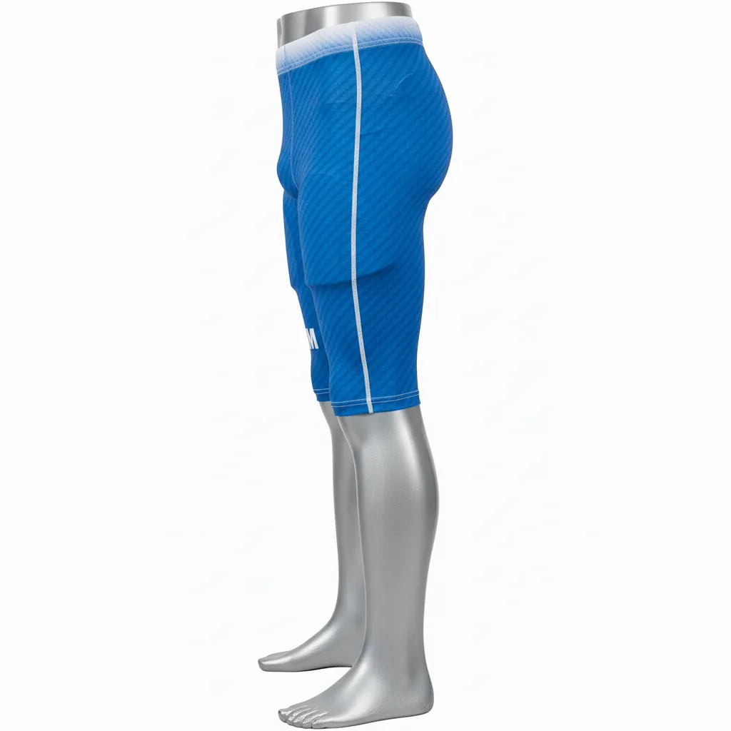 Custom Flag Football Flag Football Compression Shorts - Blue, White - Football Compression Shorts Columbia Carbon - Side View - HAMCO Sports Inc.