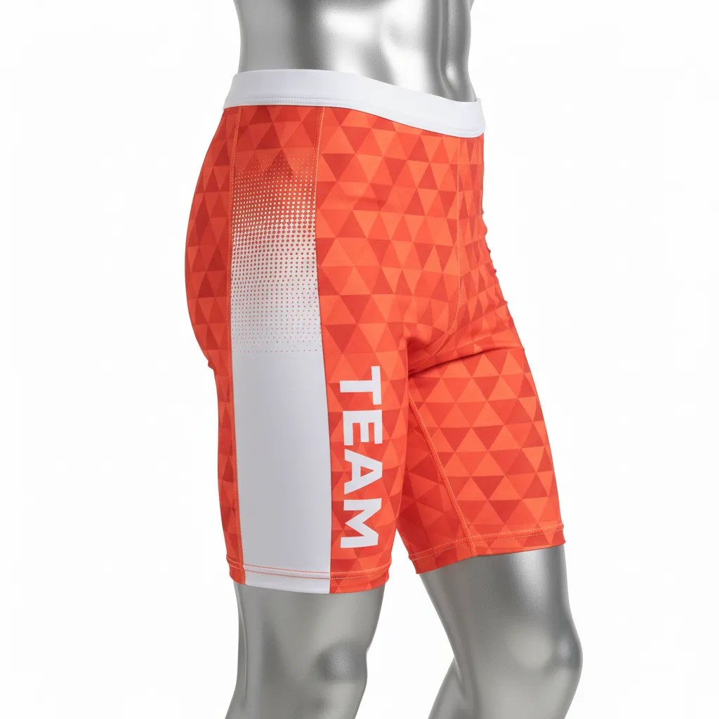 Custom Flag Football Flag Football Compression Shorts - White - Football Compression Shorts Coral Triangle - Side View - HAMCO Sports Inc.