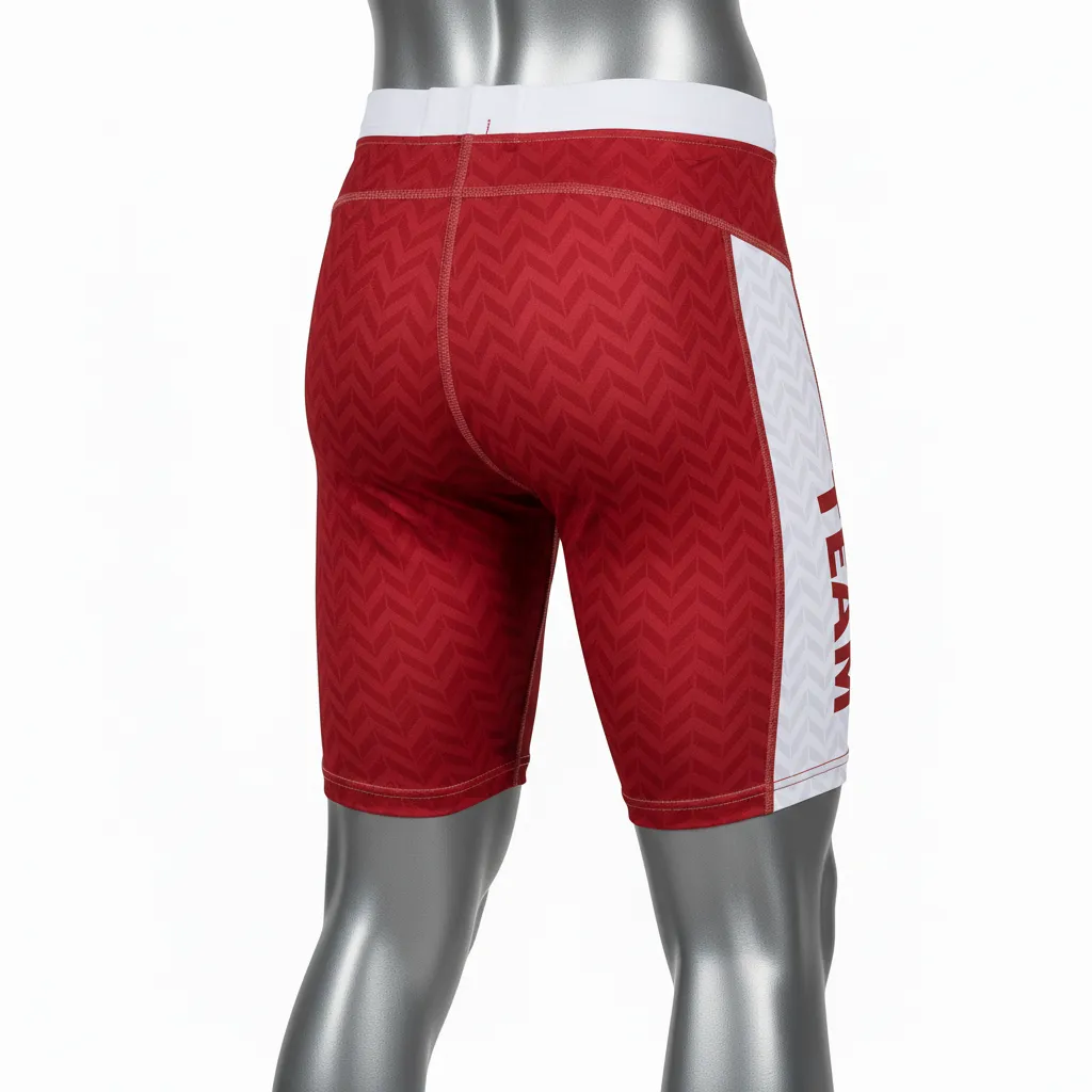 Custom Flag Football Flag Football Compression Shorts - White - Football Compression Shorts Crimson Chevron - Back View - HAMCO Sports Inc.