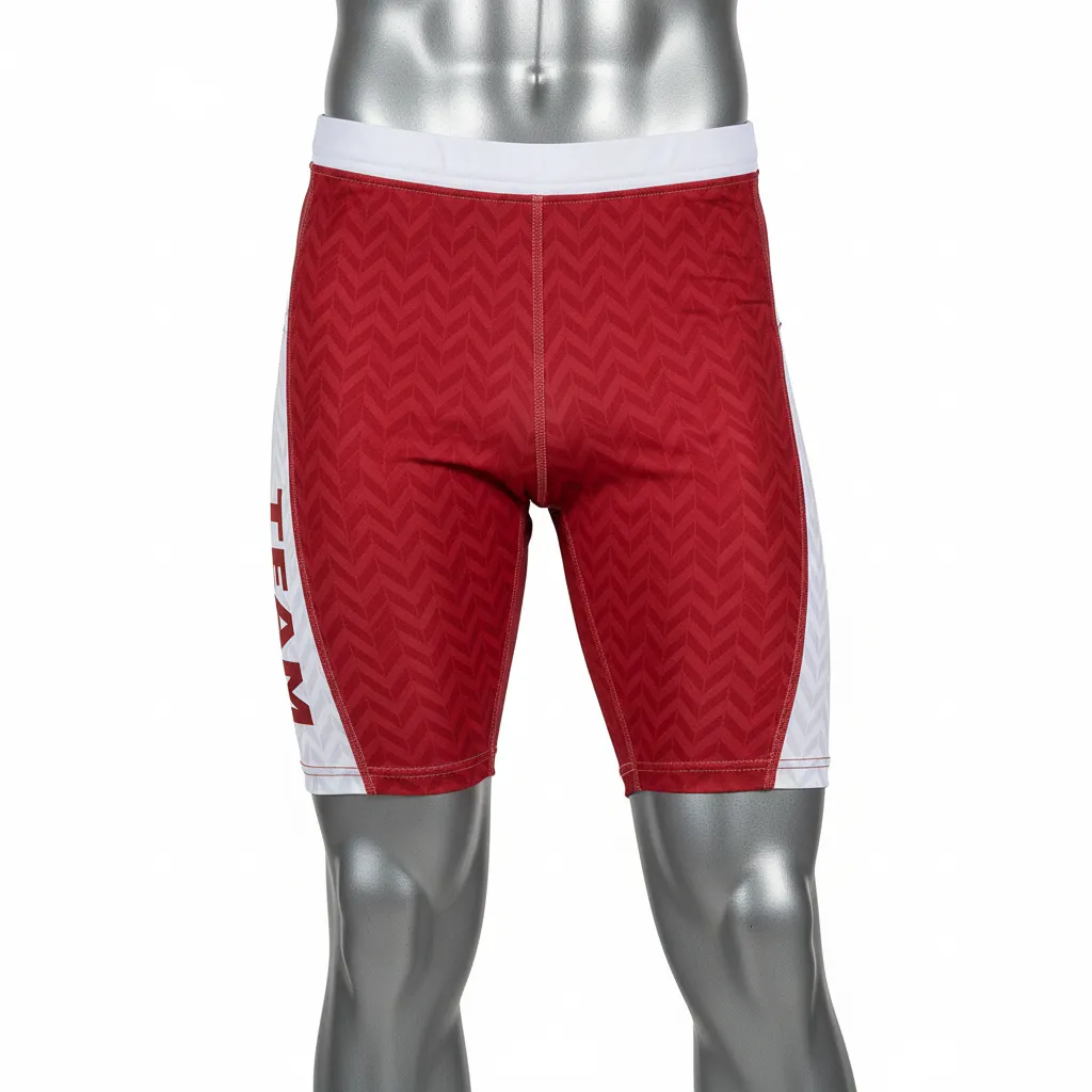 Custom Flag Football Flag Football Compression Shorts - White - Football Compression Shorts Crimson Chevron - Front View - HAMCO Sports Inc.