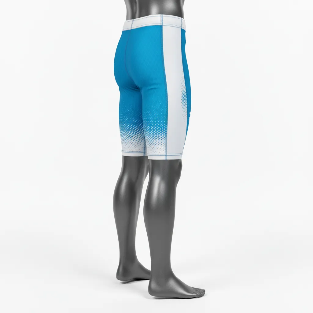 Custom Flag Football Flag Football Compression Shorts - White - Football Compression Shorts Cyan Honeycomb - Back View - HAMCO Sports Inc.