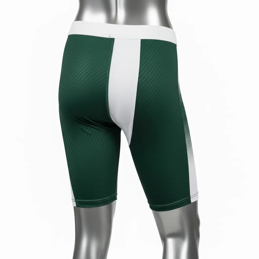 Custom Flag Football Flag Football Compression Shorts - Green, White - Football Compression Shorts Dark Carbon - Back View - HAMCO Sports Inc.