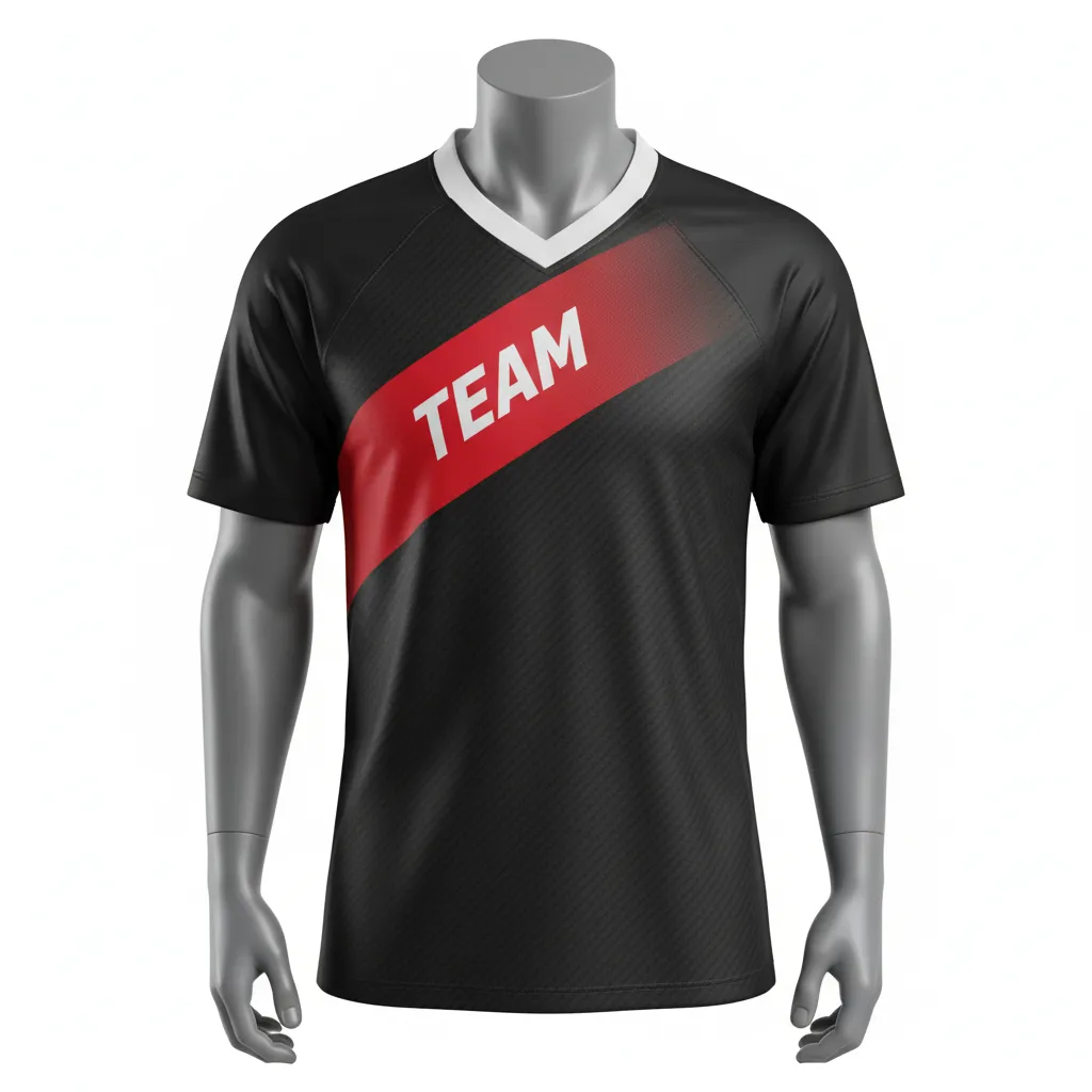 Custom Flag Football Flag Football Jersey - Black, Red - Football Performance Jersey Carbon - Front View - HAMCO Sports Inc.