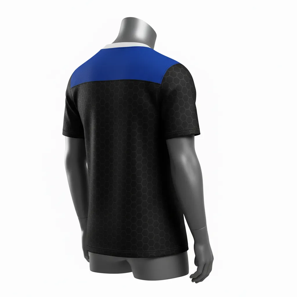 Custom Flag Football Flag Football Jersey - Black - Football Performance Jersey Royal Hexagon - Back View - HAMCO Sports Inc.