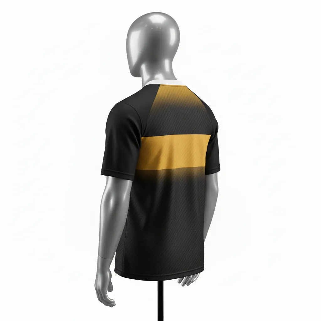 Custom Flag Football Flag Football Jersey - Black, Gold - Football Performance Jersey Vegas Carbon - Back View - HAMCO Sports Inc.