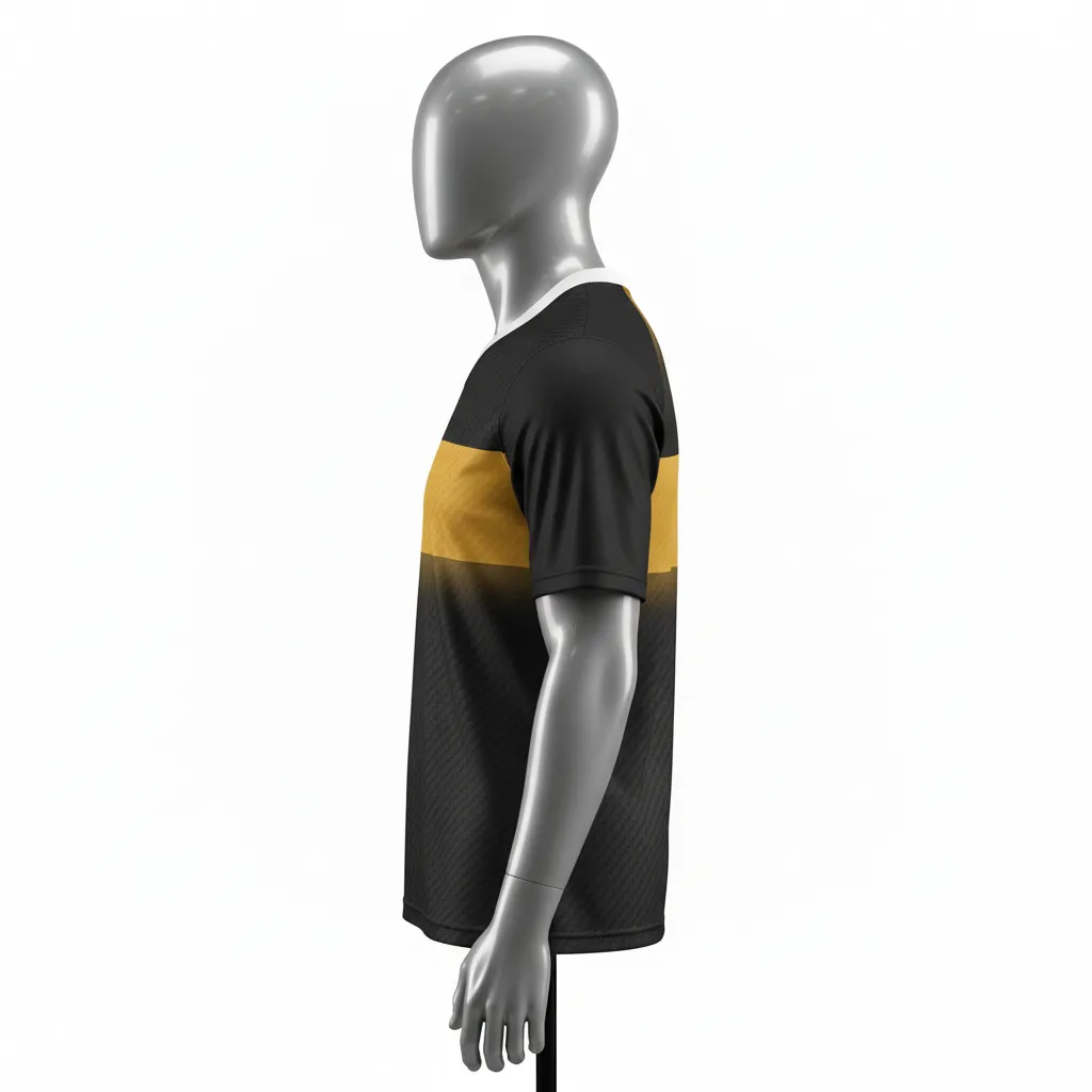 Custom Flag Football Flag Football Jersey - Black, Gold - Football Performance Jersey Vegas Carbon - Side View - HAMCO Sports Inc.