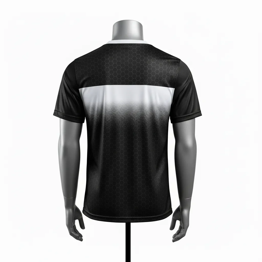 Custom Flag Football Flag Football Jersey - Black, White - Football Performance Jersey Hexagon - Back View - HAMCO Sports Inc.