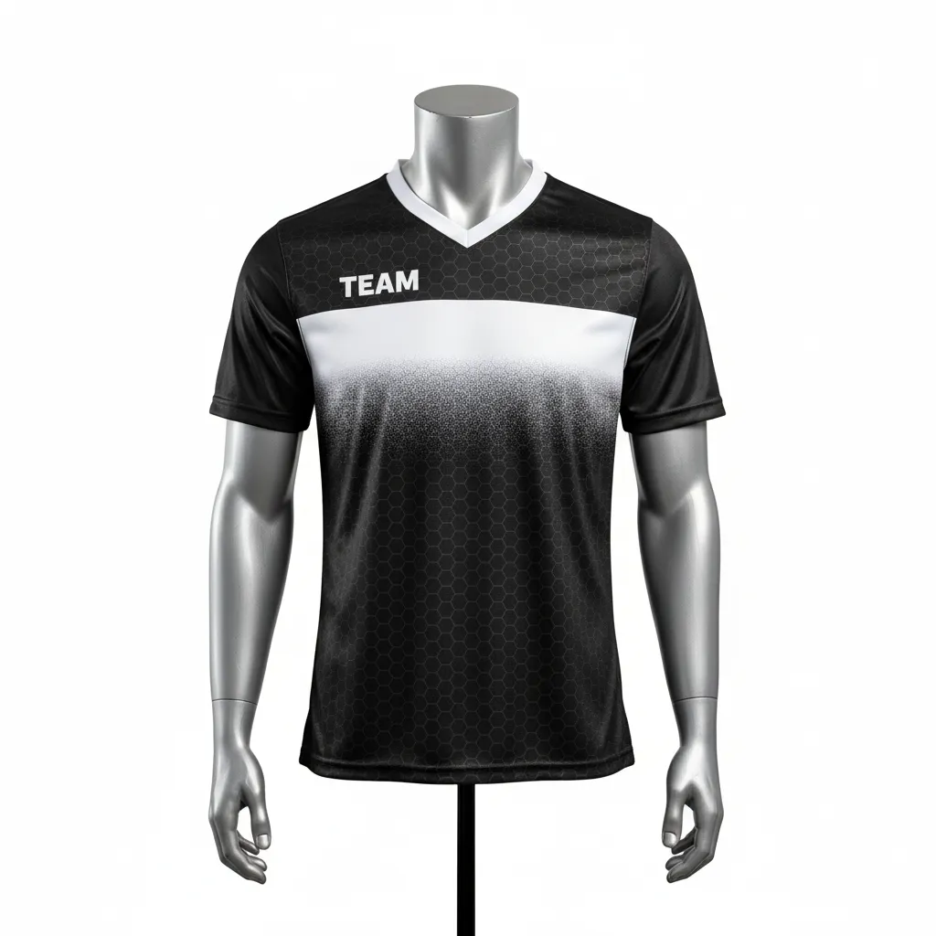 Custom Flag Football Flag Football Jersey - Black, White - Football Performance Jersey Hexagon - Front View - HAMCO Sports Inc.