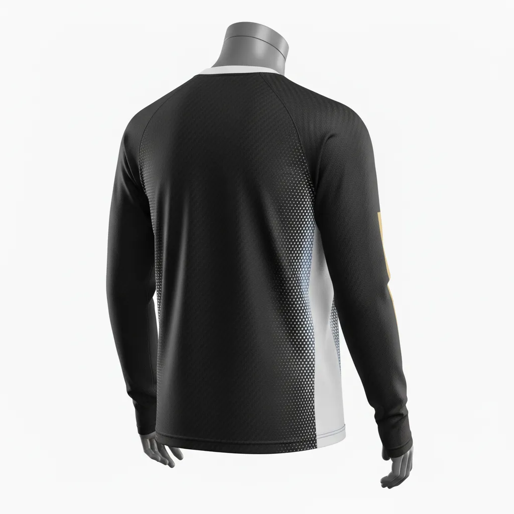 Custom Flag Football Flag Football Long Sleeve Training Shirt - Black, Gold - Football Longsleeve Jersey Vegas Carbon - Back View - HAMCO Sports Inc.