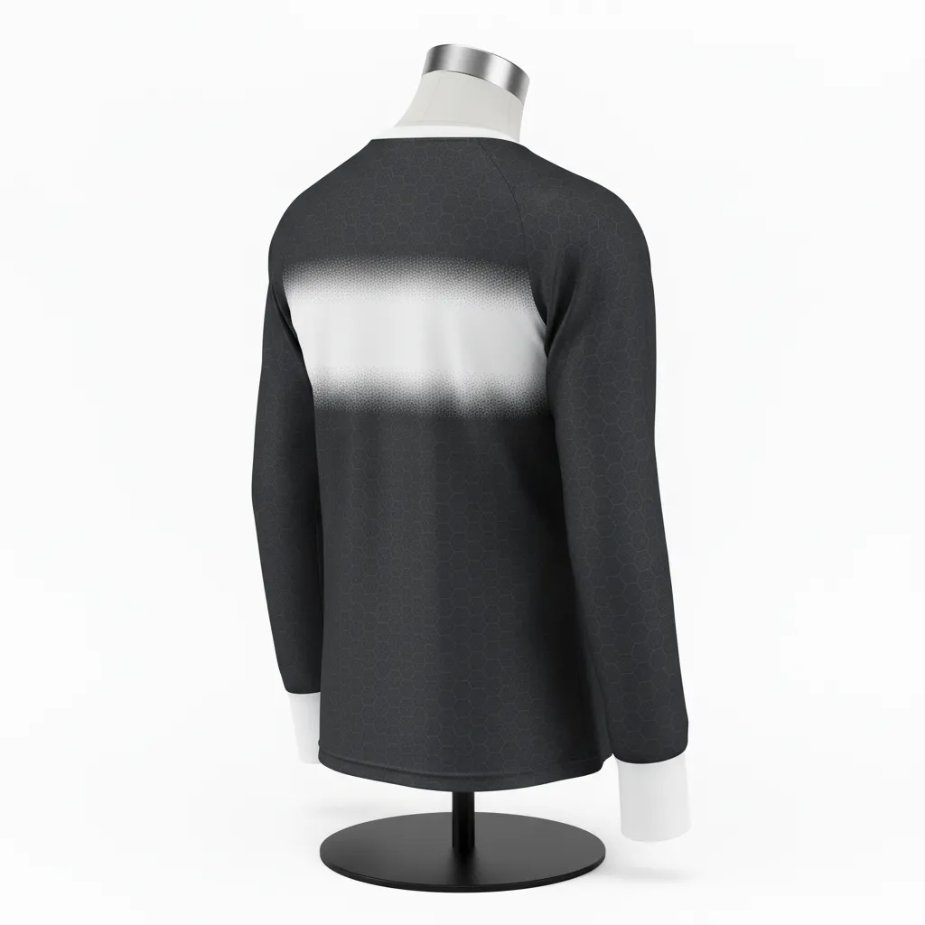 Custom Flag Football Flag Football Long Sleeve Training Shirt - Black, White - Football Longsleeve Jersey Hexagon - Back View - HAMCO Sports Inc.