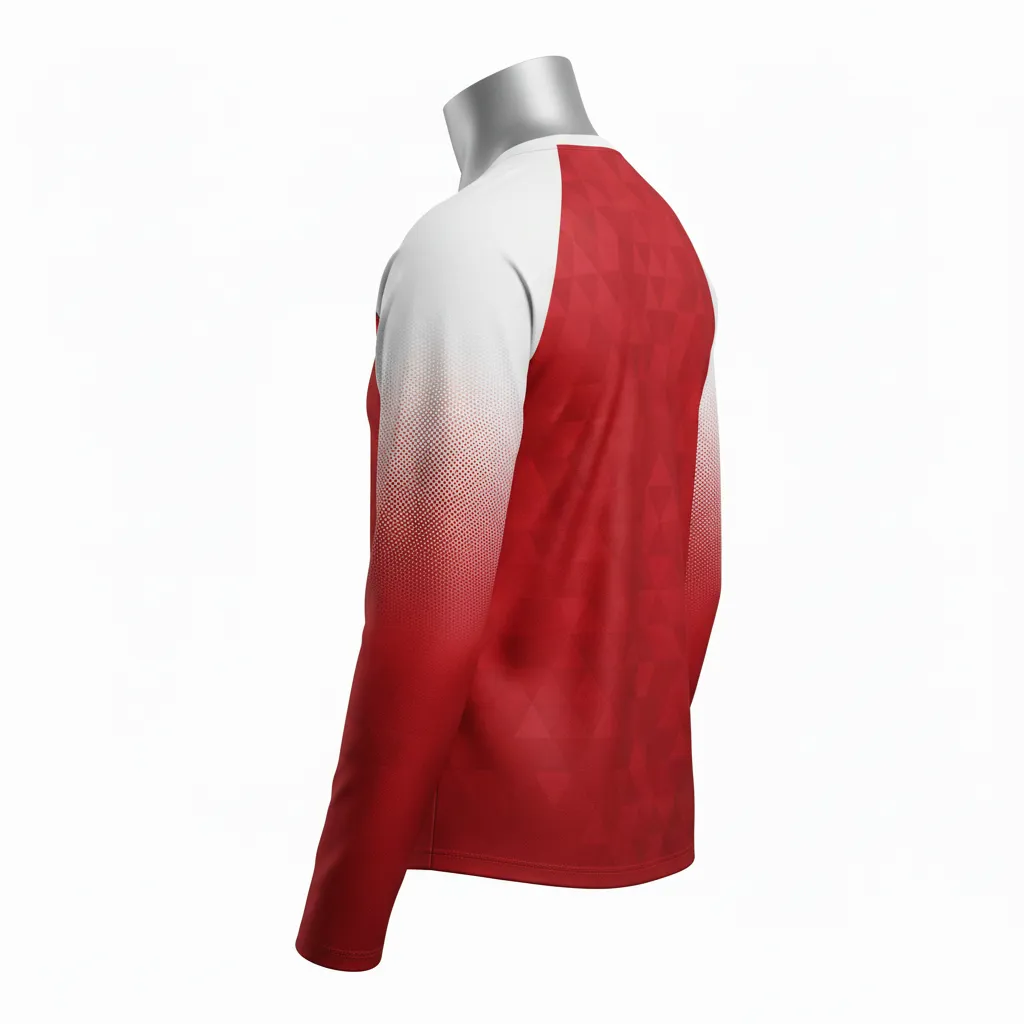 Custom Flag Football Flag Football Long Sleeve Training Shirt - White - Football Longsleeve Jersey Cardinal Triangle - Back View - HAMCO Sports Inc.