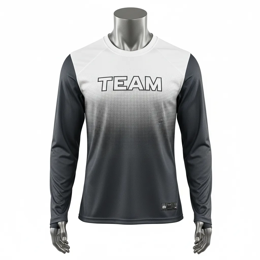 Custom Flag Football Flag Football Long Sleeve Training Shirt - White - Football Longsleeve Jersey Charcoal Dot Matrix - Front View - HAMCO Sports Inc.