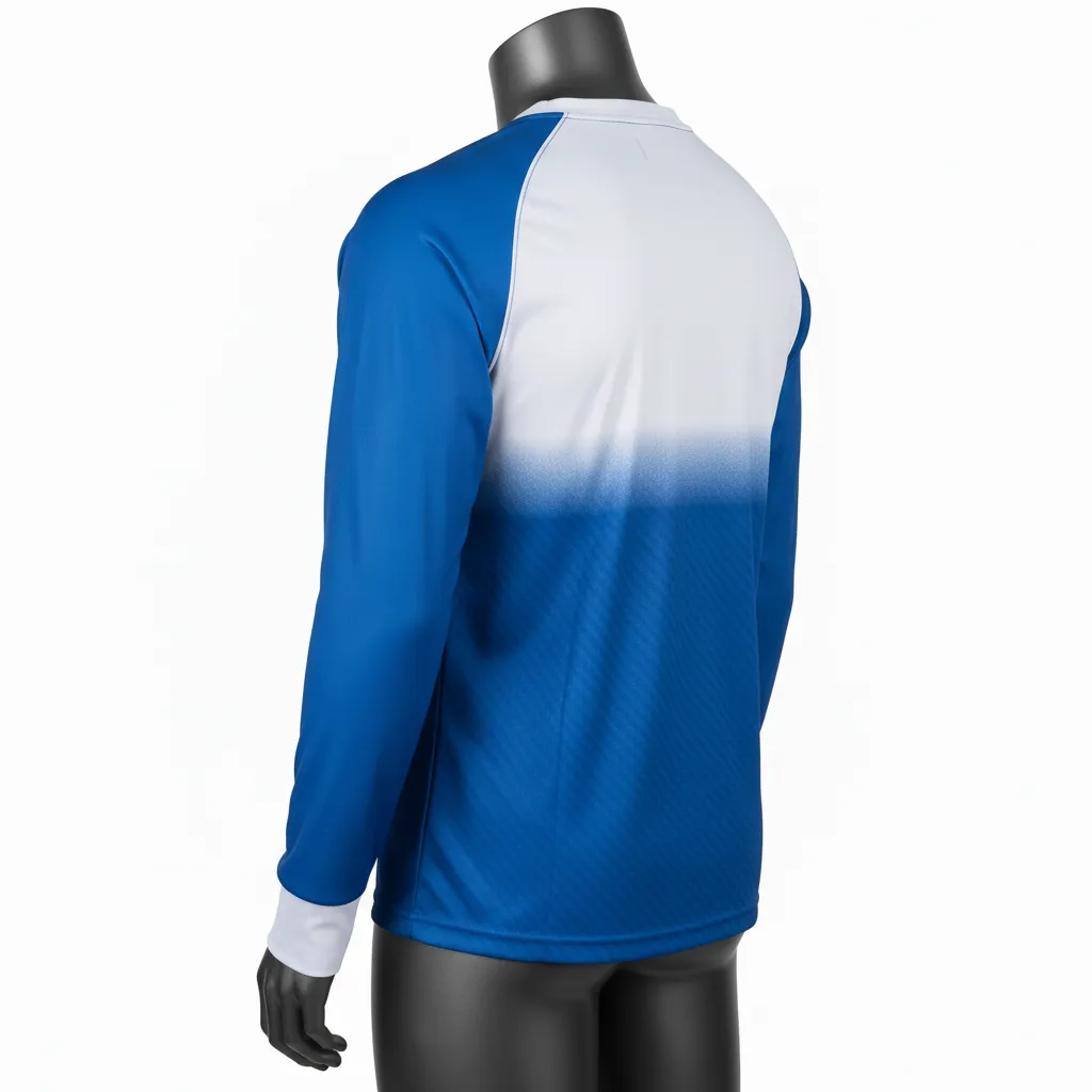 Custom Flag Football Flag Football Long Sleeve Training Shirt - Blue, White - Football Longsleeve Jersey Columbia Carbon - Back View - HAMCO Sports Inc.