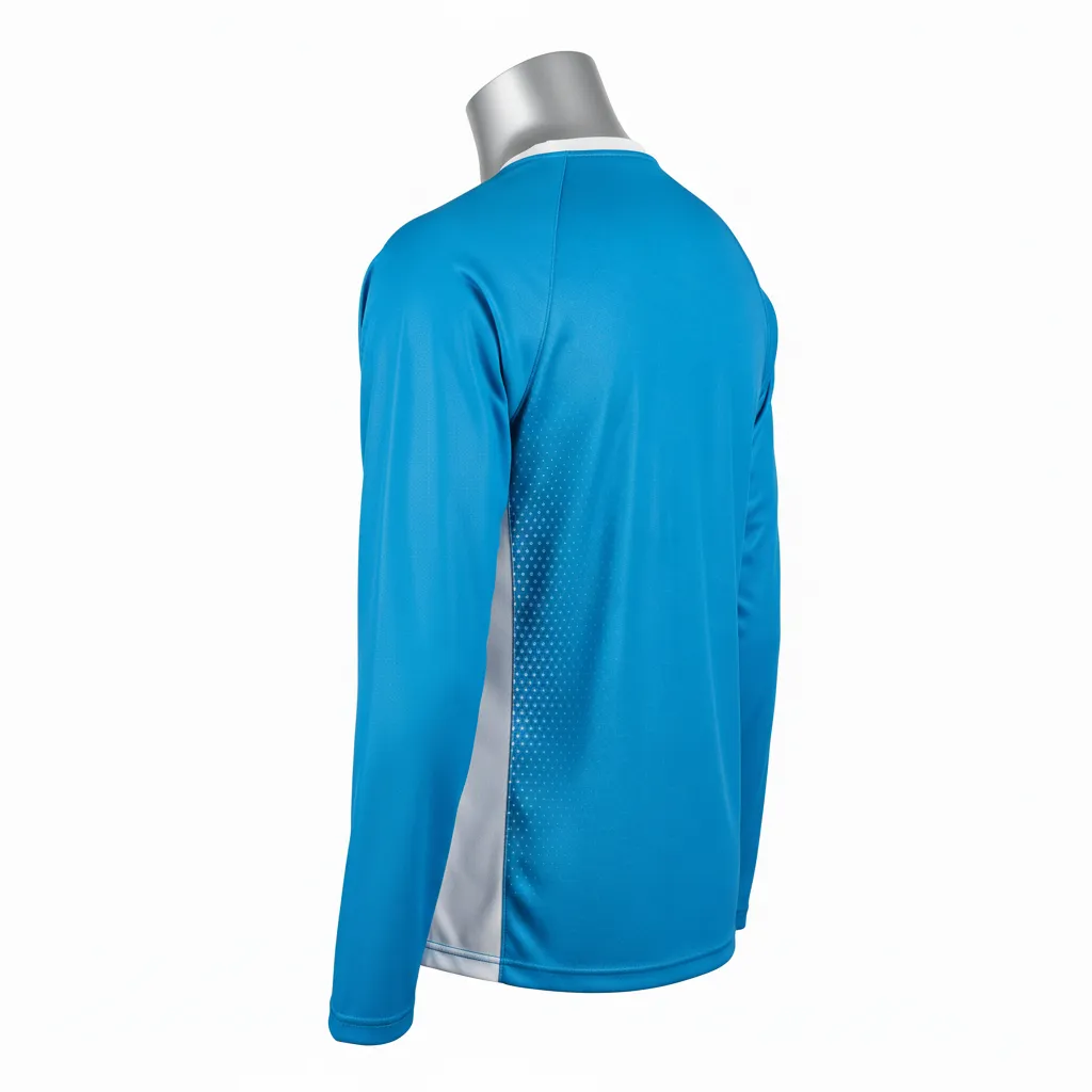 Custom Flag Football Flag Football Long Sleeve Training Shirt - White - Football Longsleeve Jersey Cyan Honeycomb - Back View - HAMCO Sports Inc.