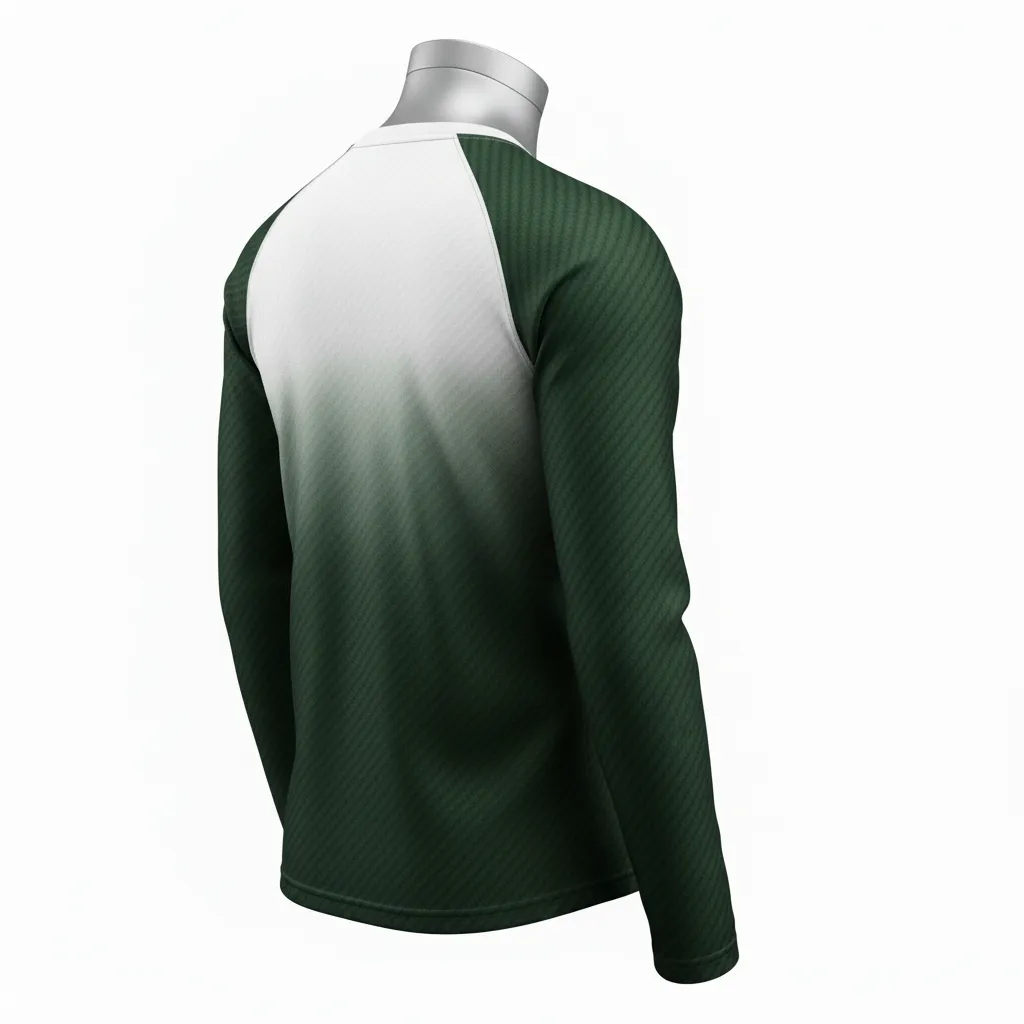 Custom Flag Football Flag Football Long Sleeve Training Shirt - Green, White - Football Longsleeve Jersey Dark Carbon - Back View - HAMCO Sports Inc.