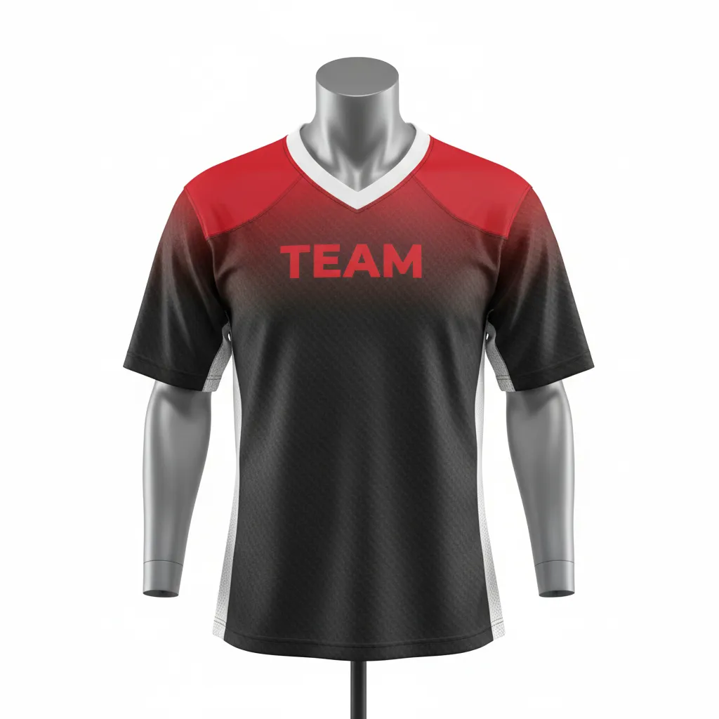 Custom Flag Football Flag Football Practice Jersey - Black, Red - Football Athletic Jersey Carbon Yoke - Front View - HAMCO Sports Inc.