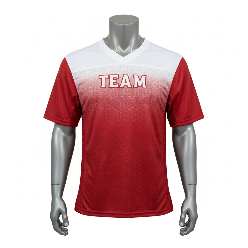 Custom Flag Football Flag Football Practice Jersey - White - Football Athletic Jersey Cardinal Hexagon Yoke - Front View - HAMCO Sports Inc.