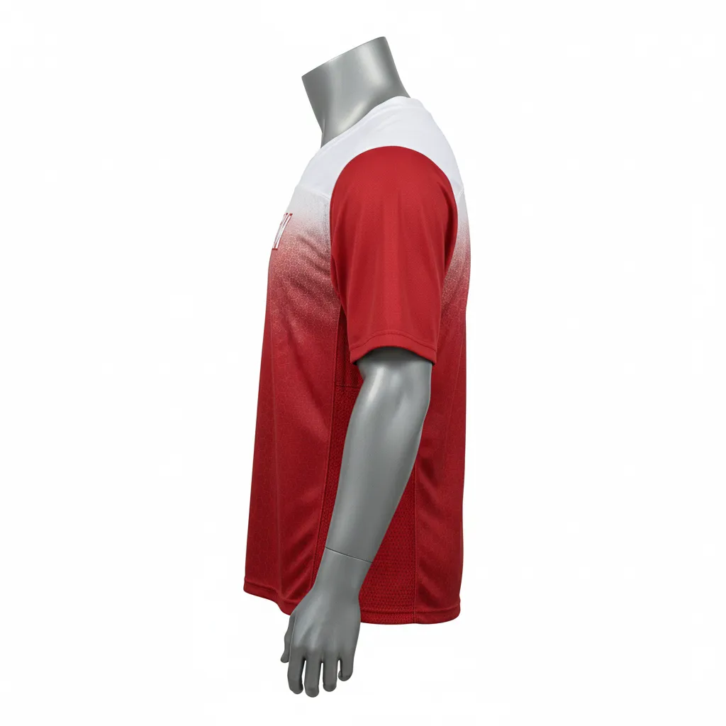 Custom Flag Football Flag Football Practice Jersey - White - Football Athletic Jersey Cardinal Hexagon Yoke - Side View - HAMCO Sports Inc.