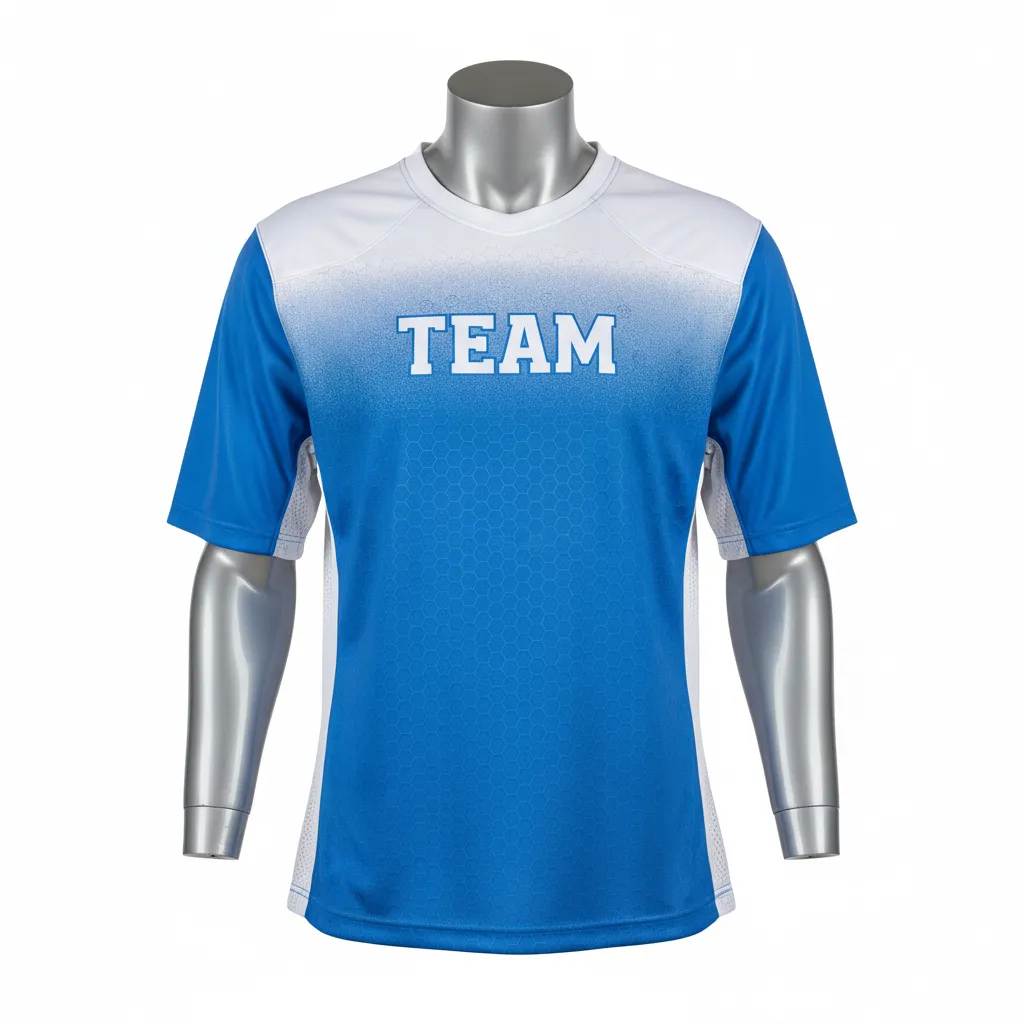 Custom Flag Football Flag Football Practice Jersey - Blue, White - Football Athletic Jersey Columbia Honeycomb Yoke - Front View - HAMCO Sports Inc.