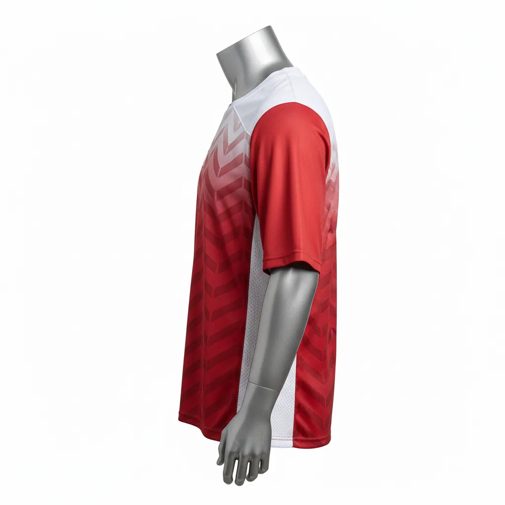 Custom Flag Football Flag Football Practice Jersey - White - Football Athletic Jersey Crimson Chevron Yoke - Side View - HAMCO Sports Inc.