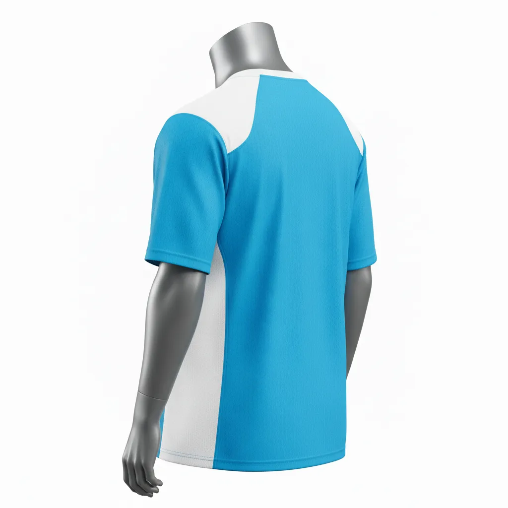 Custom Flag Football Flag Football Practice Jersey - White - Football Athletic Jersey Cyan Honeycomb Yoke - Back View - HAMCO Sports Inc.