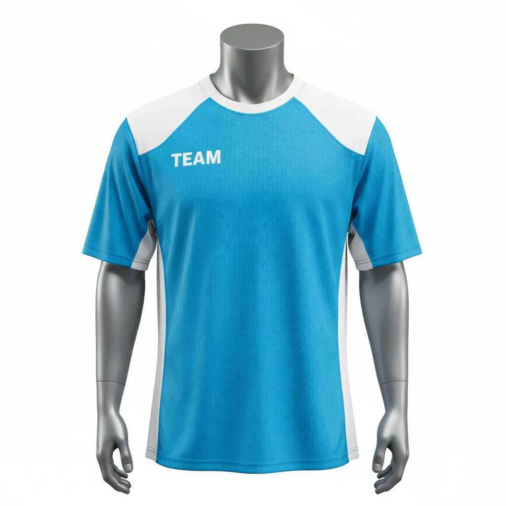 Custom Flag Football Flag Football Practice Jersey - White - Football Athletic Jersey Cyan Honeycomb Yoke - Front View - HAMCO Sports Inc.