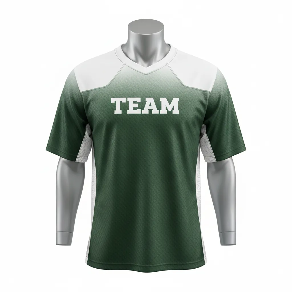Custom Flag Football Flag Football Practice Jersey - Green, White - Football Athletic Jersey Dark Carbon Yoke - Front View - HAMCO Sports Inc.