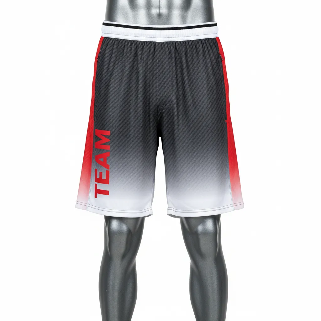 Custom Flag Football Flag Football Shorts - Black, Red - Football Training Shorts Carbon - Front View - HAMCO Sports Inc.