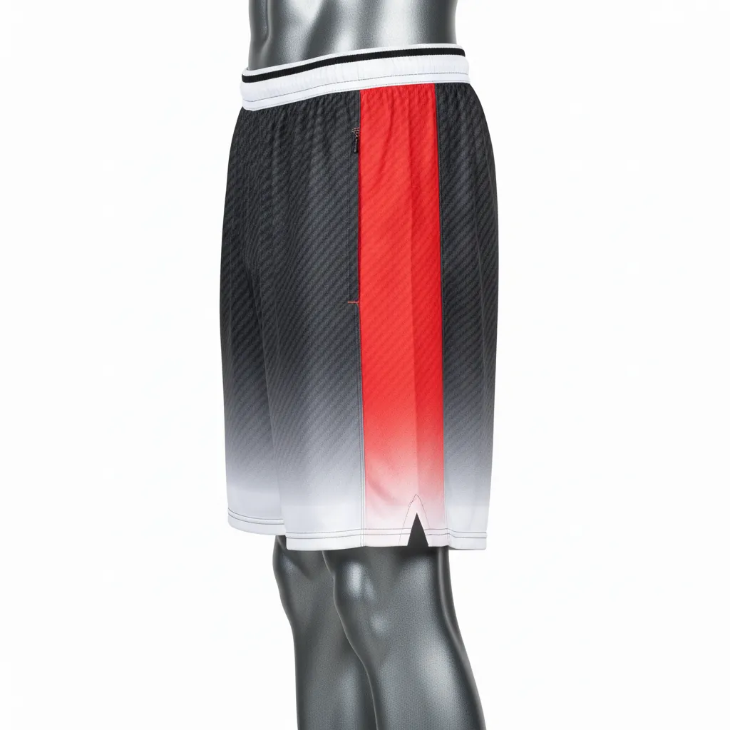Custom Flag Football Flag Football Shorts - Black, Red - Football Training Shorts Carbon - Side View - HAMCO Sports Inc.