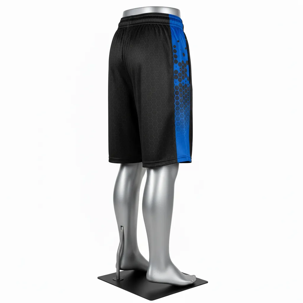 Custom Flag Football Flag Football Shorts - Black - Football Training Shorts Royal Hexagon - Back View - HAMCO Sports Inc.