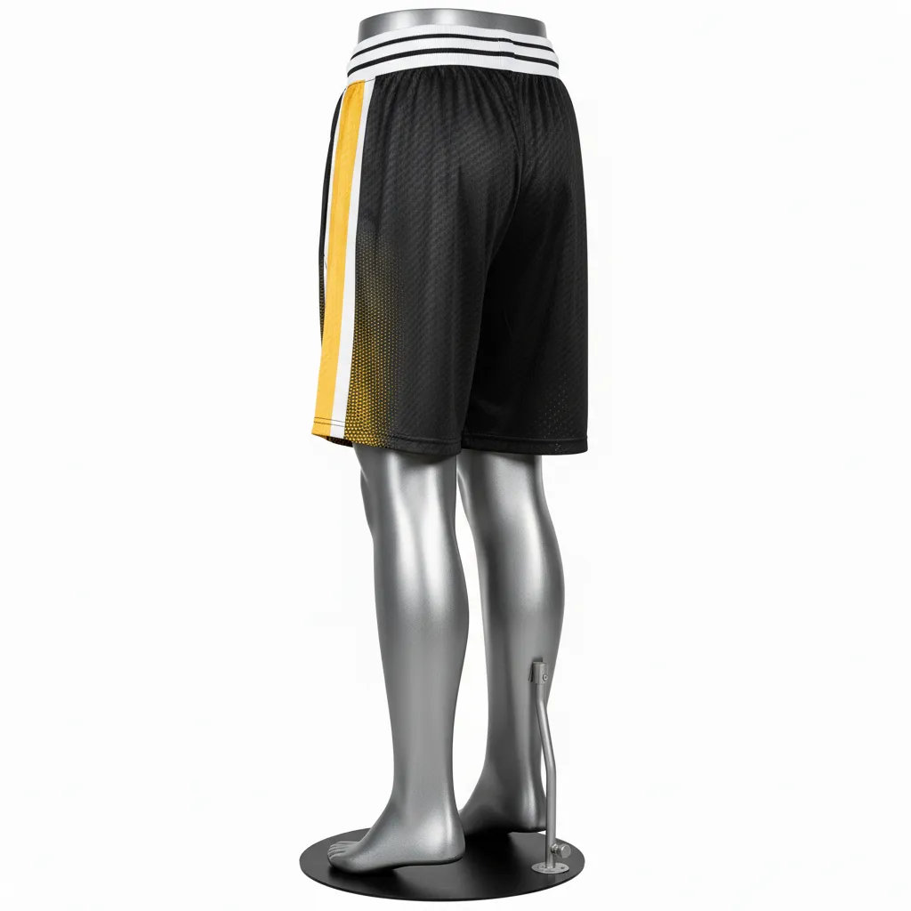 Custom Flag Football Flag Football Shorts - Black, Gold - Football Training Shorts Vegas Carbon - Back View - HAMCO Sports Inc.