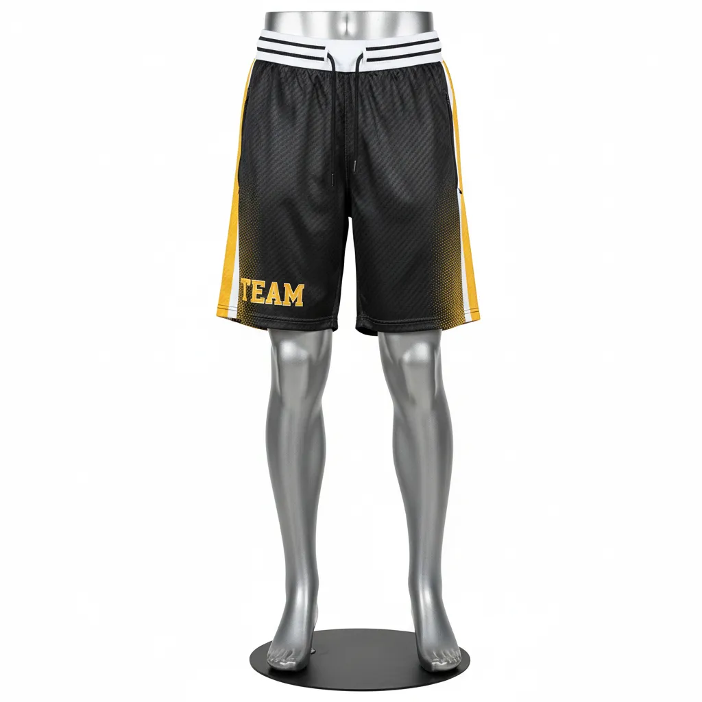 Custom Flag Football Flag Football Shorts - Black, Gold - Football Training Shorts Vegas Carbon - Front View - HAMCO Sports Inc.