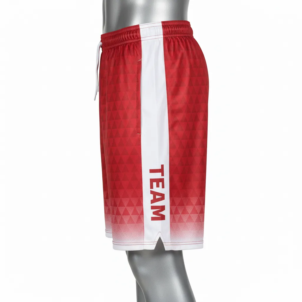 Custom Flag Football Flag Football Shorts - White - Football Training Shorts Cardinal Triangle - Side View - HAMCO Sports Inc.