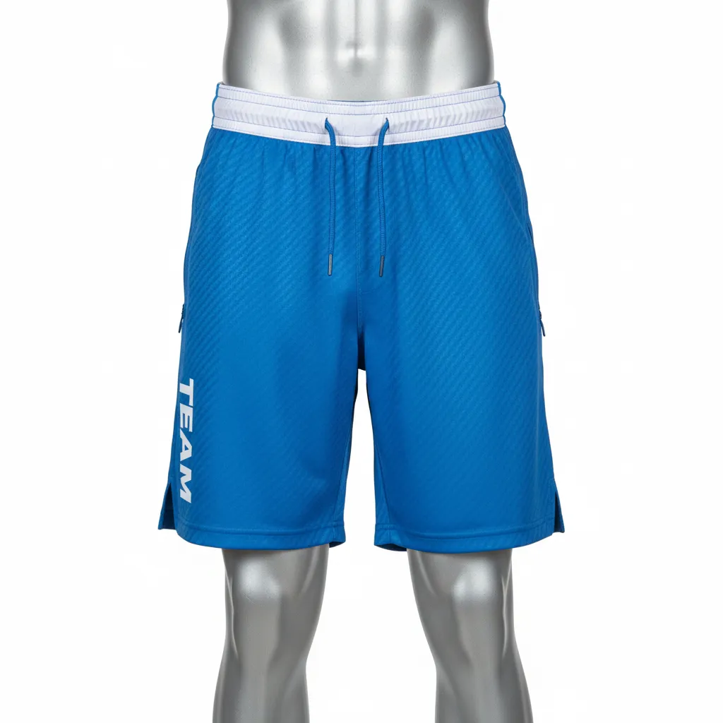 Custom Flag Football Flag Football Shorts - Blue, White - Football Training Shorts Columbia Carbon - Front View - HAMCO Sports Inc.