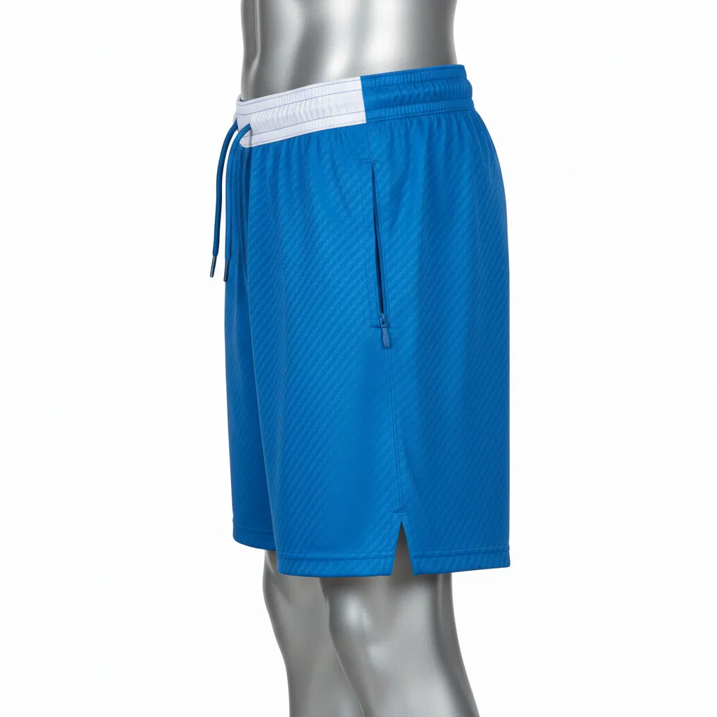 Custom Flag Football Flag Football Shorts - Blue, White - Football Training Shorts Columbia Carbon - Side View - HAMCO Sports Inc.