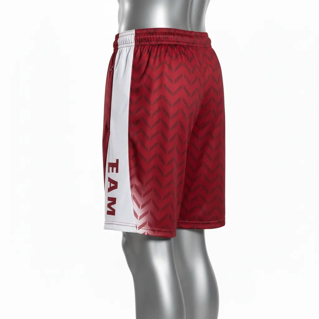 Custom Flag Football Flag Football Shorts - White - Football Training Shorts Crimson Chevron - Back View - HAMCO Sports Inc.