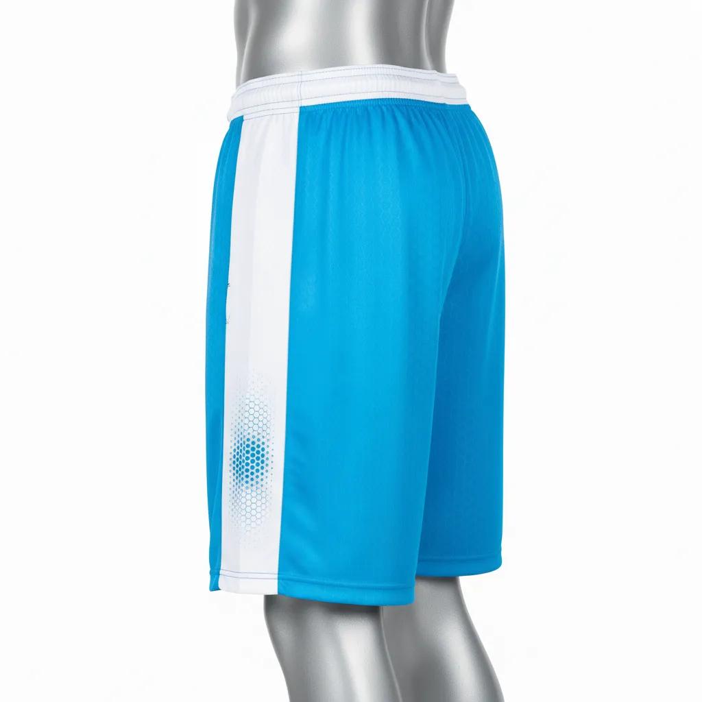 Custom Flag Football Flag Football Shorts - White - Football Training Shorts Cyan Honeycomb - Back View - HAMCO Sports Inc.
