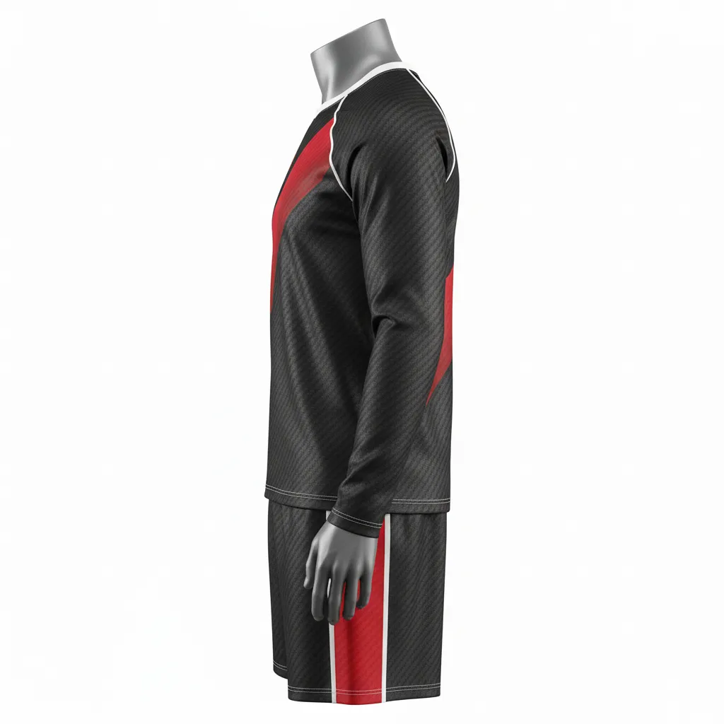 Custom Flag Football Flag Football Uniform Set - Black, Red - Football Uniform Carbon Stripe - Side View - HAMCO Sports Inc.