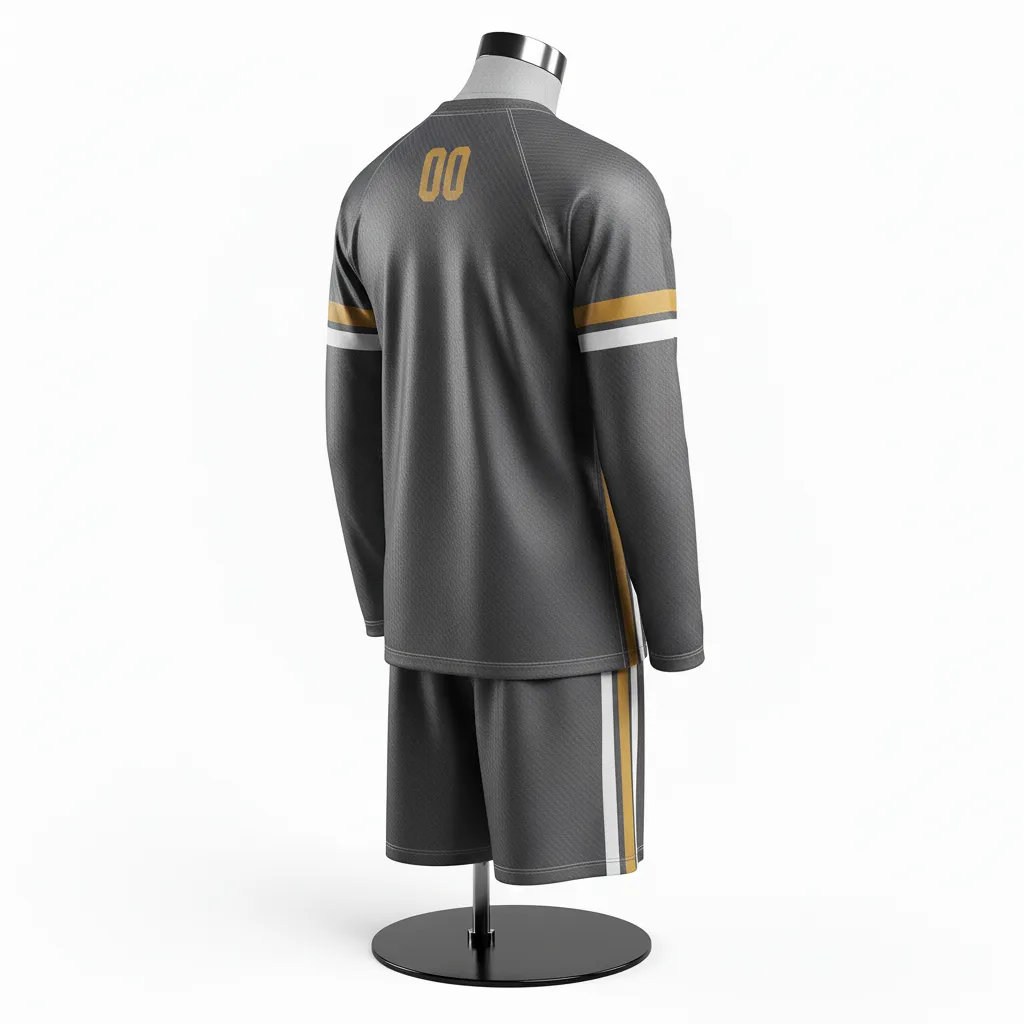 Custom Flag Football Flag Football Uniform Set - Black, Gold - Football Uniform Vegas Carbon Accent - Back View - HAMCO Sports Inc.