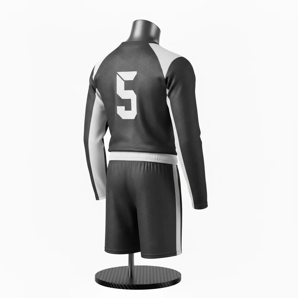 Custom Flag Football Flag Football Uniform Set - Black, White - Football Uniform Carbon Fiber - Back View - HAMCO Sports Inc.