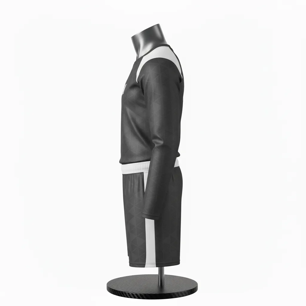 Custom Flag Football Flag Football Uniform Set - Black, White - Football Uniform Carbon Fiber - Side View - HAMCO Sports Inc.