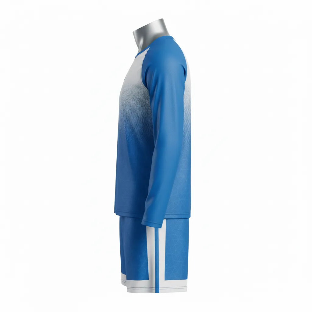 Custom Flag Football Flag Football Uniform Set - Blue, White - Football Uniform Columbia Geometric Chest - Side View - HAMCO Sports Inc.