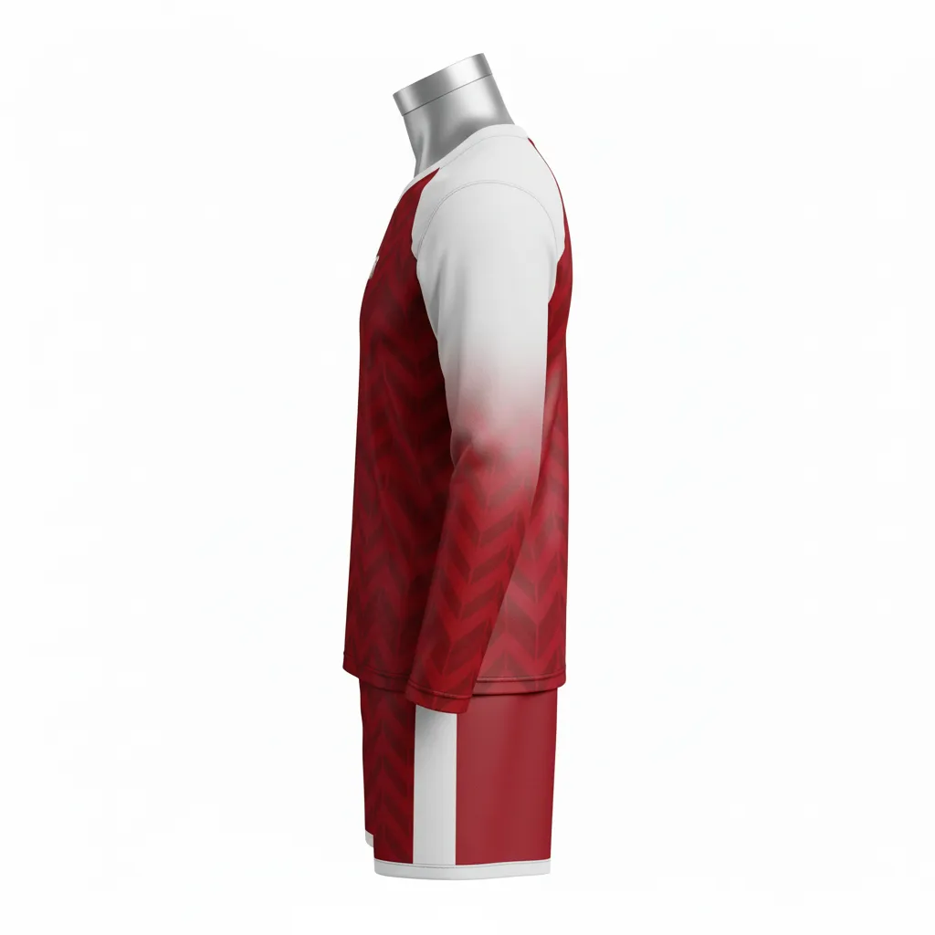 Custom Flag Football Flag Football Uniform Set - White - Football Uniform Crimson Chevron Yoke - Side View - HAMCO Sports Inc.