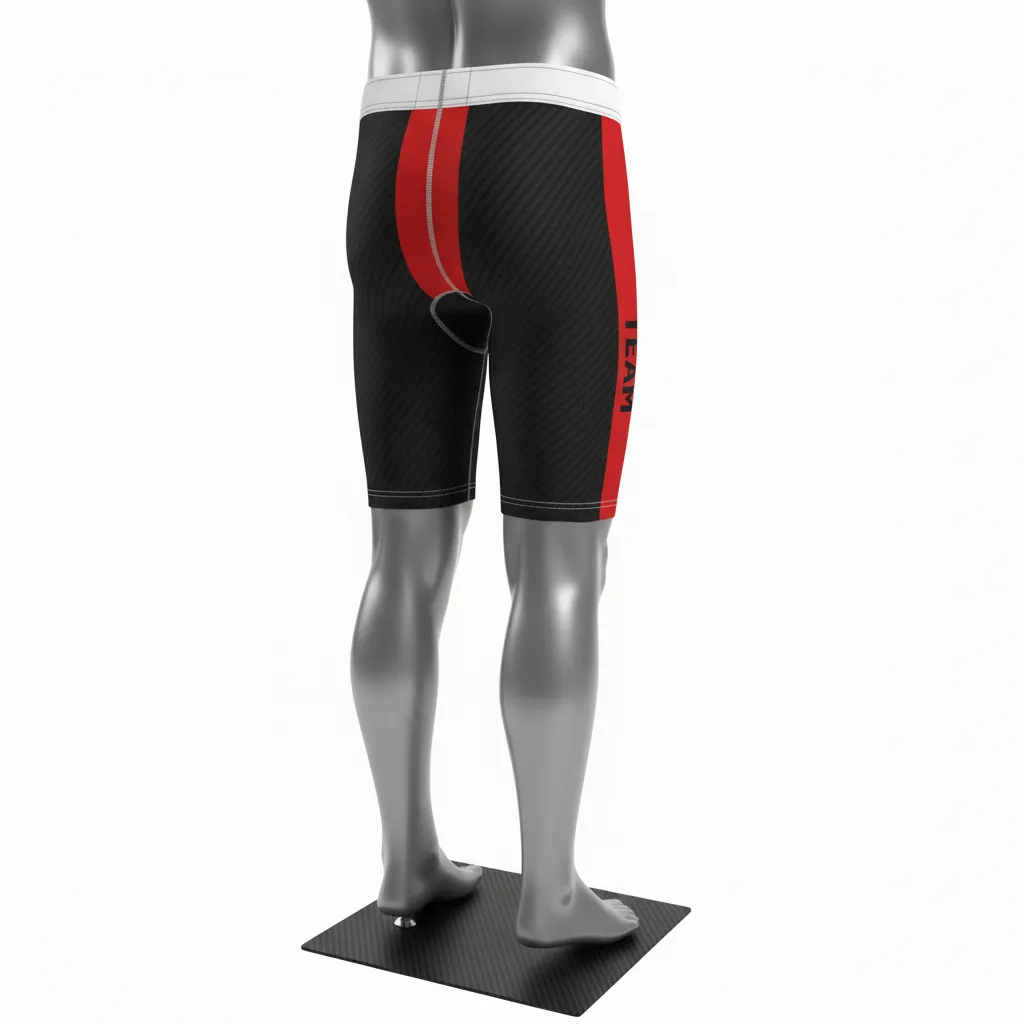 Custom Flag Football High Tight Compression Pant - Black, Red - Football High Tight Shorts Carbon - Back View - HAMCO Sports Inc.