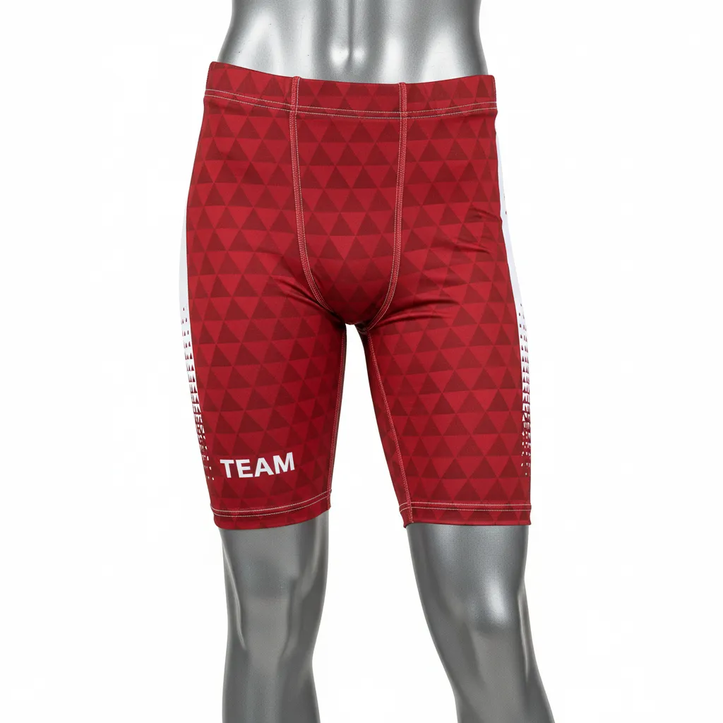 Custom Flag Football High Tight Compression Pant - White - Football High Tight Shorts Cardinal Triangle - Front View - HAMCO Sports Inc.