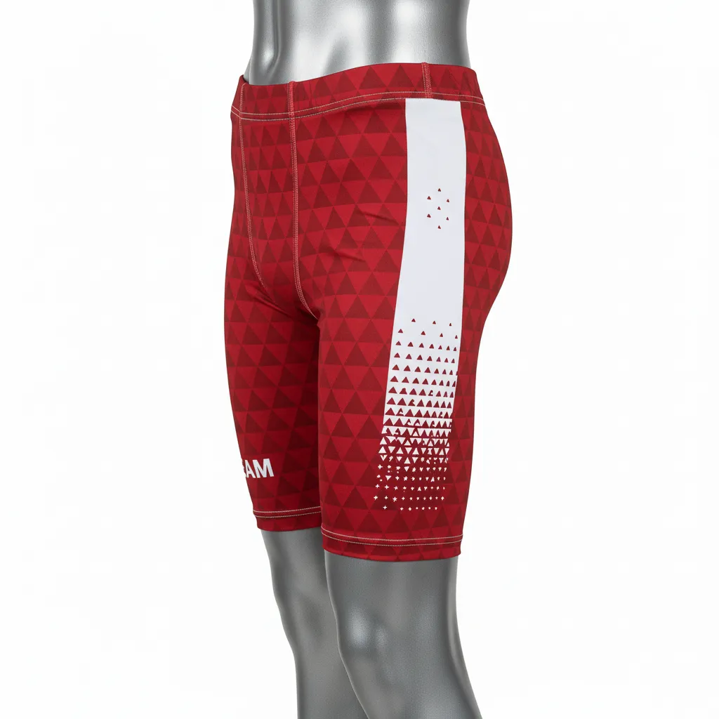 Custom Flag Football High Tight Compression Pant - White - Football High Tight Shorts Cardinal Triangle - Side View - HAMCO Sports Inc.