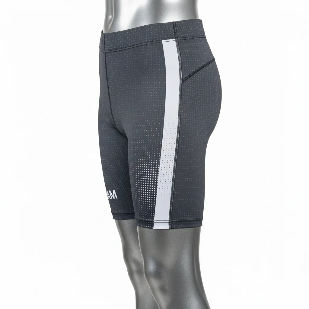 Custom Flag Football High Tight Compression Pant - White - Football High Tight Shorts Charcoal Dot Matrix - Side View - HAMCO Sports Inc.