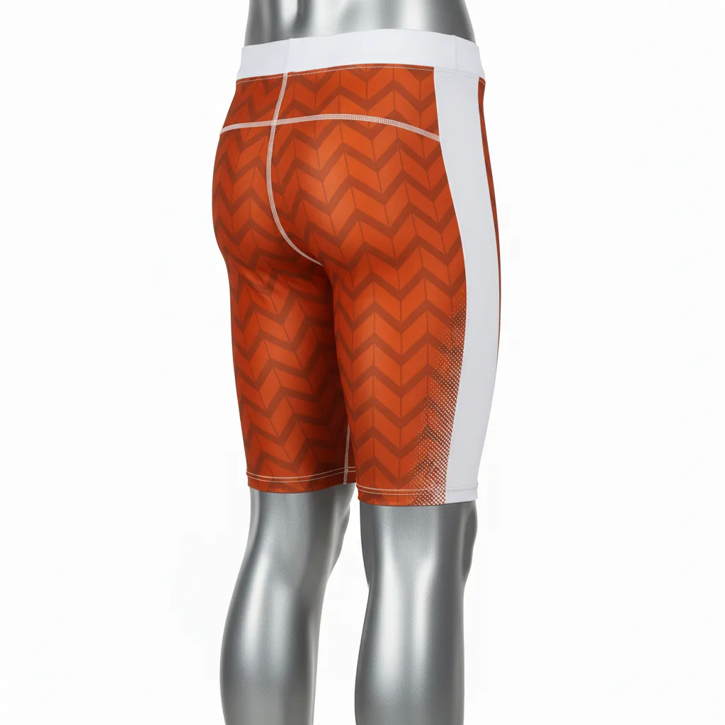 Custom Flag Football High Tight Compression Pant - White - Football High Tight Shorts Copper Chevron - Back View - HAMCO Sports Inc.
