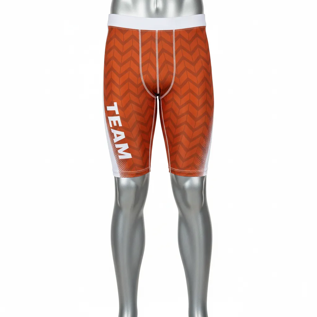 Custom Flag Football High Tight Compression Pant - White - Football High Tight Shorts Copper Chevron - Front View - HAMCO Sports Inc.