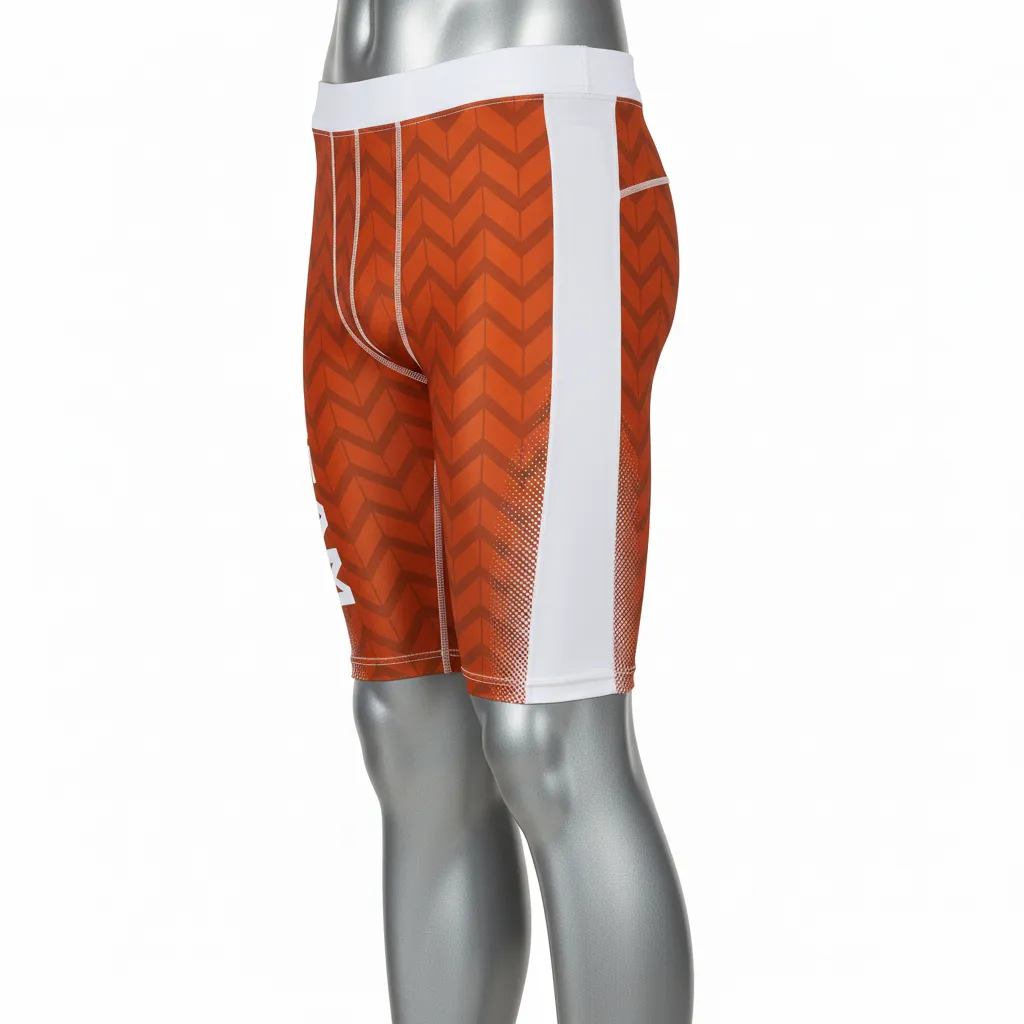Custom Flag Football High Tight Compression Pant - White - Football High Tight Shorts Copper Chevron - Side View - HAMCO Sports Inc.